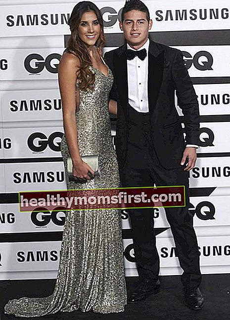 James Rodriguez dan istrinya Daniela di GQ Men of The Year 2015 Awards pada 5 November 2015 di Madrid, Spanyol