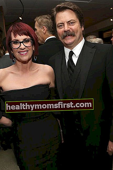 Megan Mullally dan suaminya Nick Offerman di Pesta Penghargaan Golden Globe Post 2014 HBO di Los Angeles, California