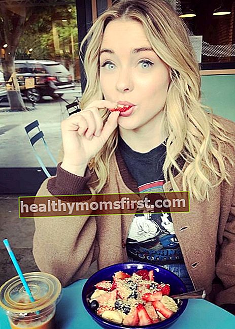 Hannah Kasulka, Mayıs 2017'de sağlıklı ve verimli bir yemeğin tadını çıkarırken çekilen bir fotoğrafta görüldüğü gibi