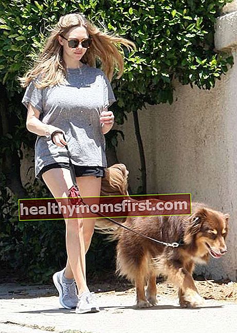 2017年5月に彼女の犬を散歩するショートパンツでアマンダサイフリッド