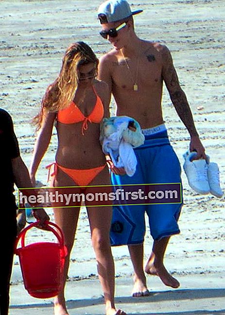 Chantel Jeffries dan Justin Bieber di pantai di Miami Januari 2014