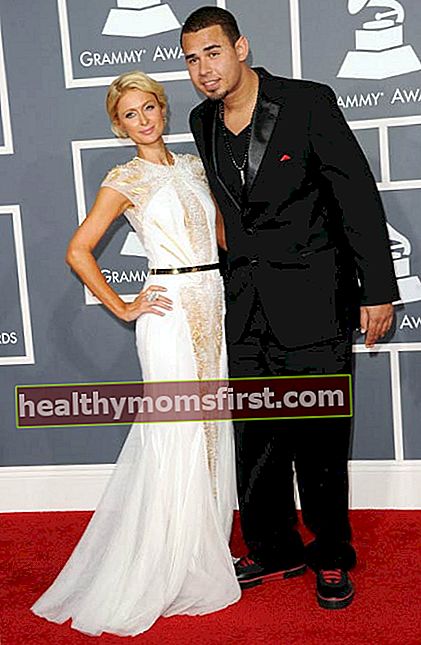Afrojack และ Paris Hilton ในงาน GRAMMY Awards ครั้งที่ 54 ในเดือนกุมภาพันธ์ 2555
