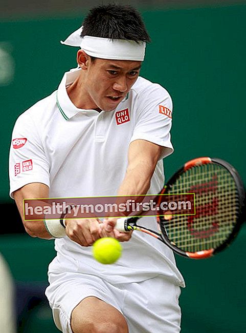 Kei Nishikori saat pertandingan melawan Julien Benneteau di Wimbledon 2016 pada 30 Juni 2016 di London, Inggris