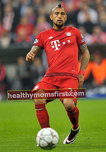 Arturo Vidal beraksi semasa perlawanan antara FC Bayern Munich dan SL Benfica di Allianz Arena pada 5 April 2016 di Munich, Jerman