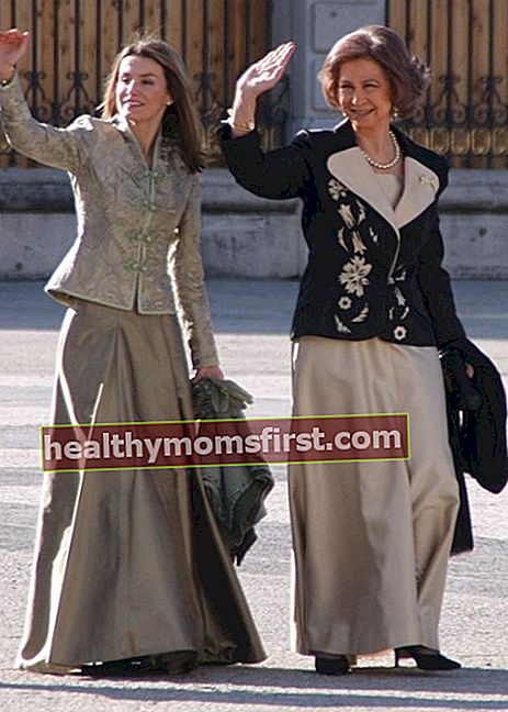 2009年にマドリード王宮でソフィア女王とレティシア王女