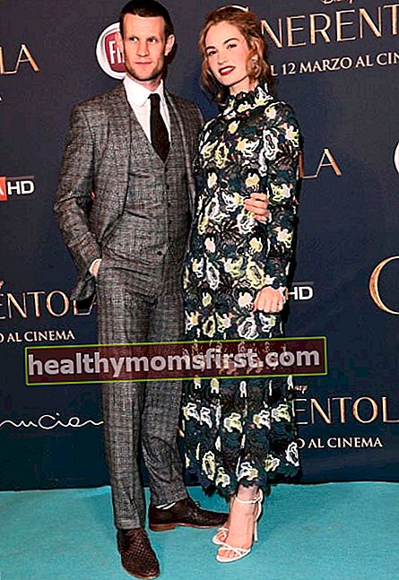 2015年2月にミラノで開催された映画シンデレラのプレミアでのマットスミスとリリージェームズ