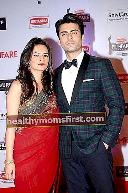 Fawad dan isterinya Sadaf Khan di Filmfare Awards pada tahun 2016