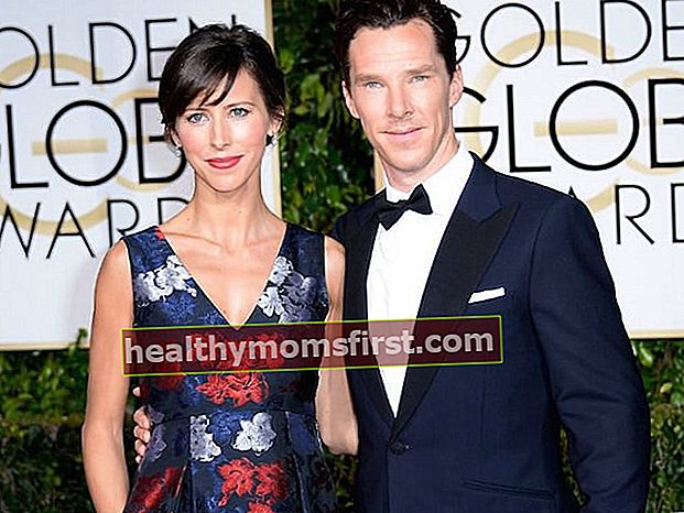 Benedict Cumberbatch menghadiri Penghargaan Golden Globe 2015 bersama istri Sophie Hunter