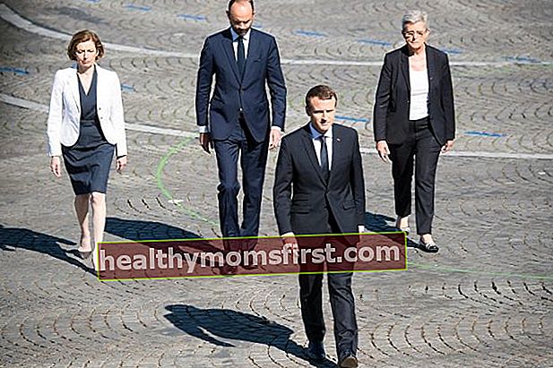 Emmanuel Macron tiba di perayaan parade militer Hari Bastille di Paris pada 14 Juli 2017