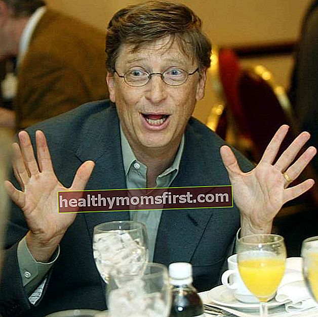 Bill Gates saat makan siang media pada Februari 2002