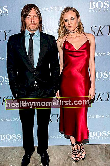 Norman Reedus dengan Diane Kruger di pemutaran perdana Sky di New York City pada bulan April 2016