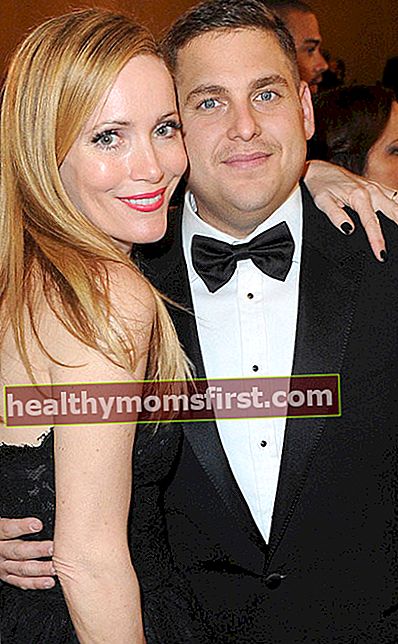 Leslie Mann dengan Jonah Hill di Golden Globes 2014.