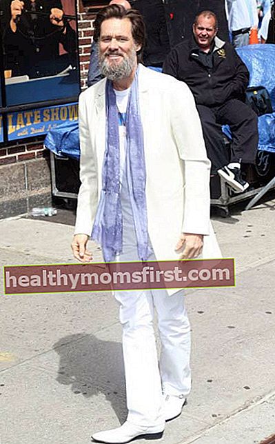 Jim Carrey pada Pertunjukan Terlambat Dengan David Letterman di New York City pada Mei 2015
