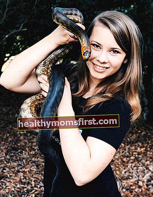 Bindi Irwin memegang ular pada tahun 2015